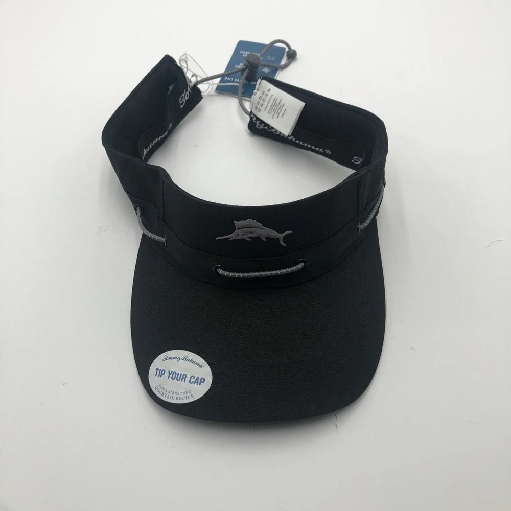 Tommy Bahama Visor‎ Sun Hat Cap Adjustable Black Fishing NWT Visor White Hat NEW